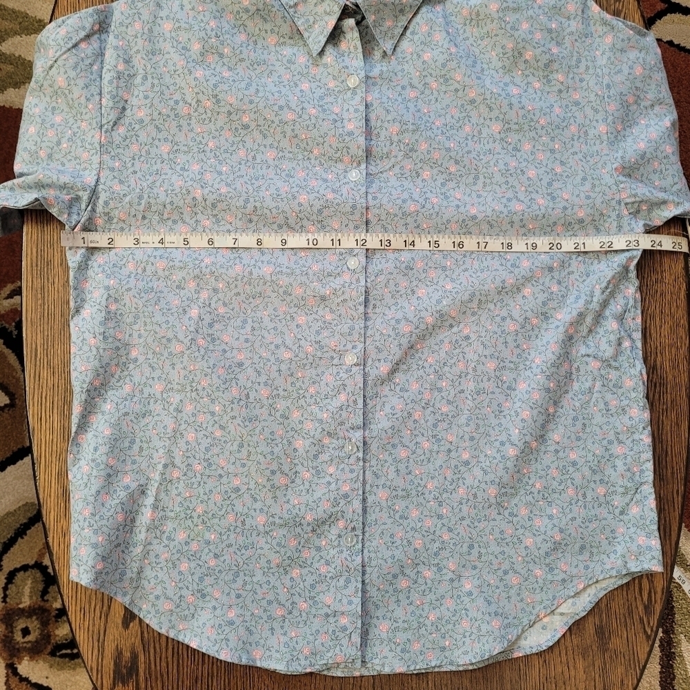 Vintage Separate Issue Blue Floral Button Down Short Sleeve Top Size Women's L - Picture 7 of 9